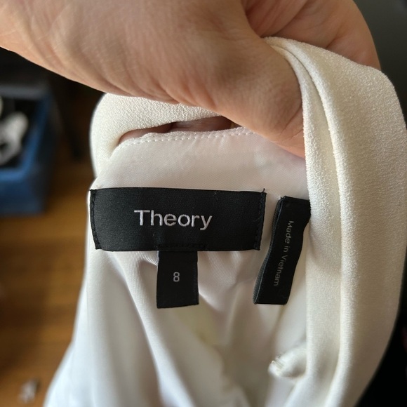 NWOT Theory Crepe Halter Dress in Ivory - Picture 6 of 8